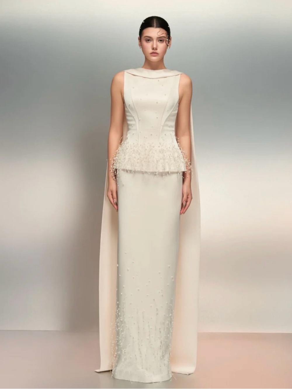 21SIX Salma Silk Taffeta Dress In White